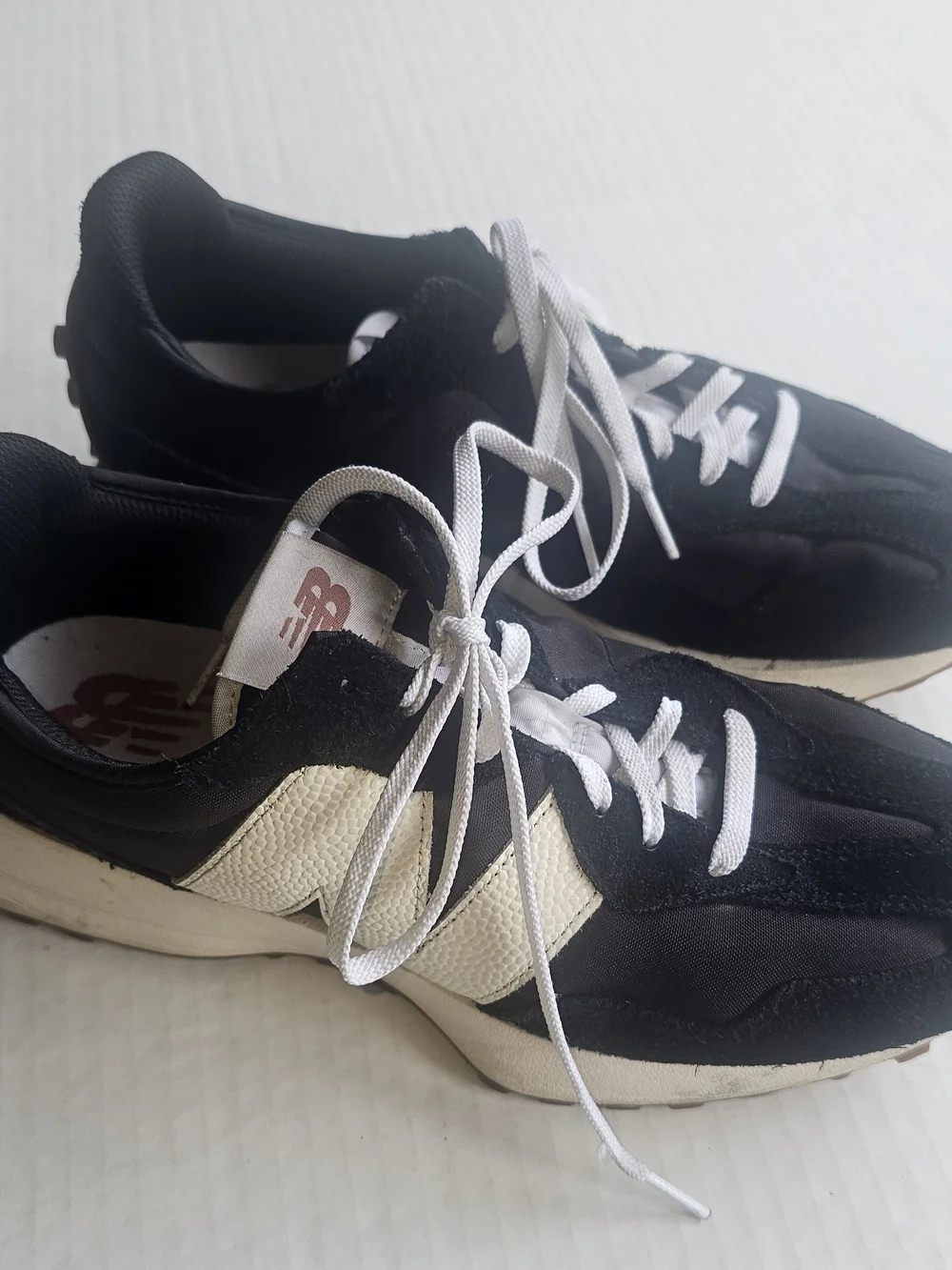 New Balance Black and Cream Retro Runner Sneakers